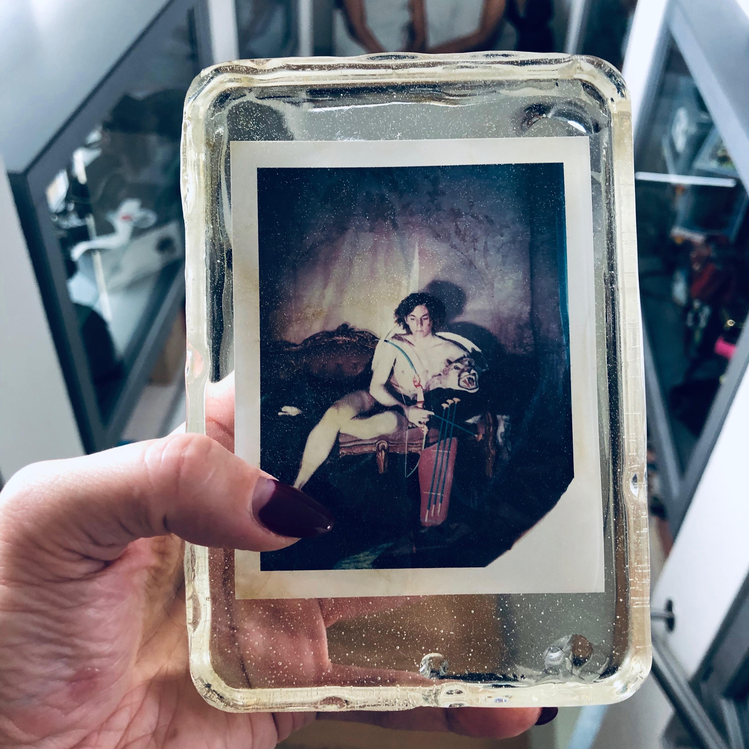 polaroids in resin