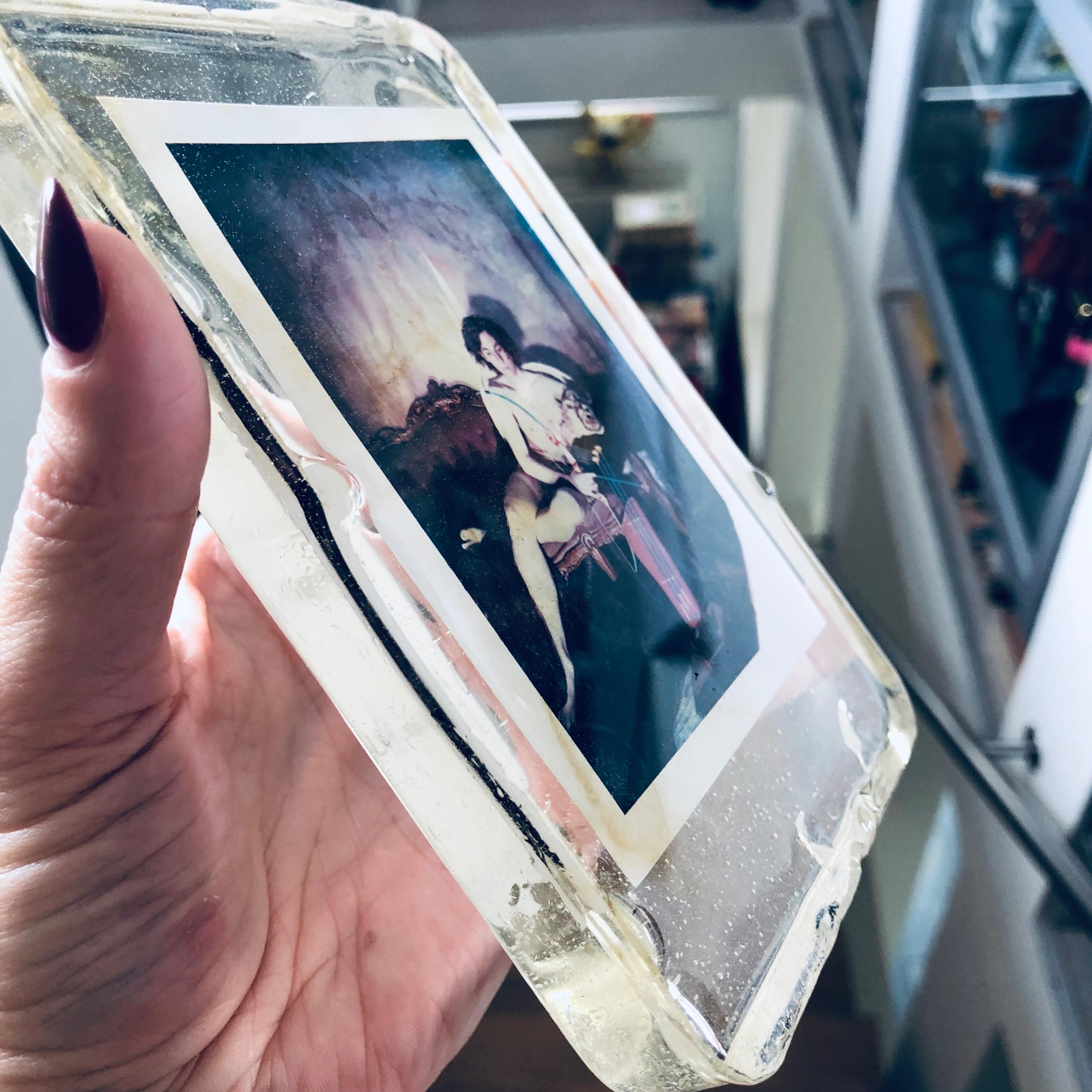 The Hunter - Unique piece in Resin - Original Polaroid, Women, Contemporary - Beige Color Photograph by Carmen de Vos