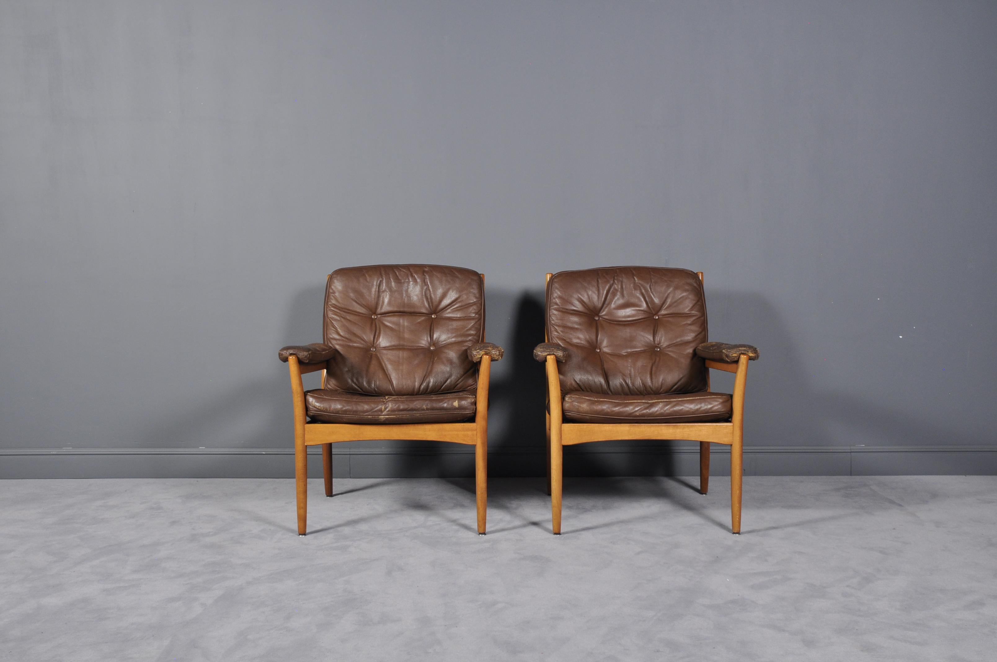 Leather Carmen Easy Chairs from Göte Möbler, 1970s, Set of Two
