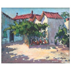 Hen house oil on canvas painting