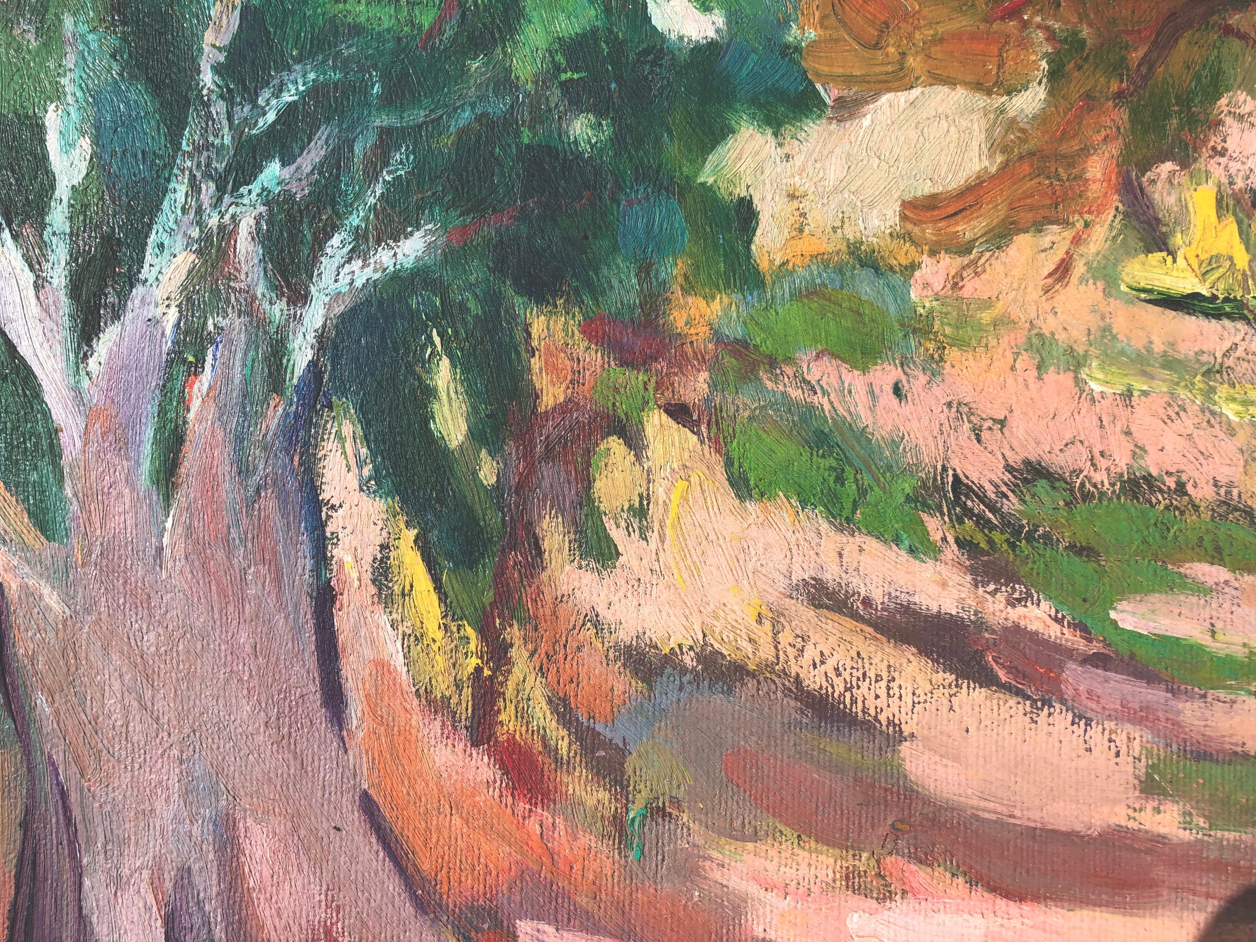 Spanish landscape oil on canvas painting - Post-Impressionist Painting by Carmen Espel