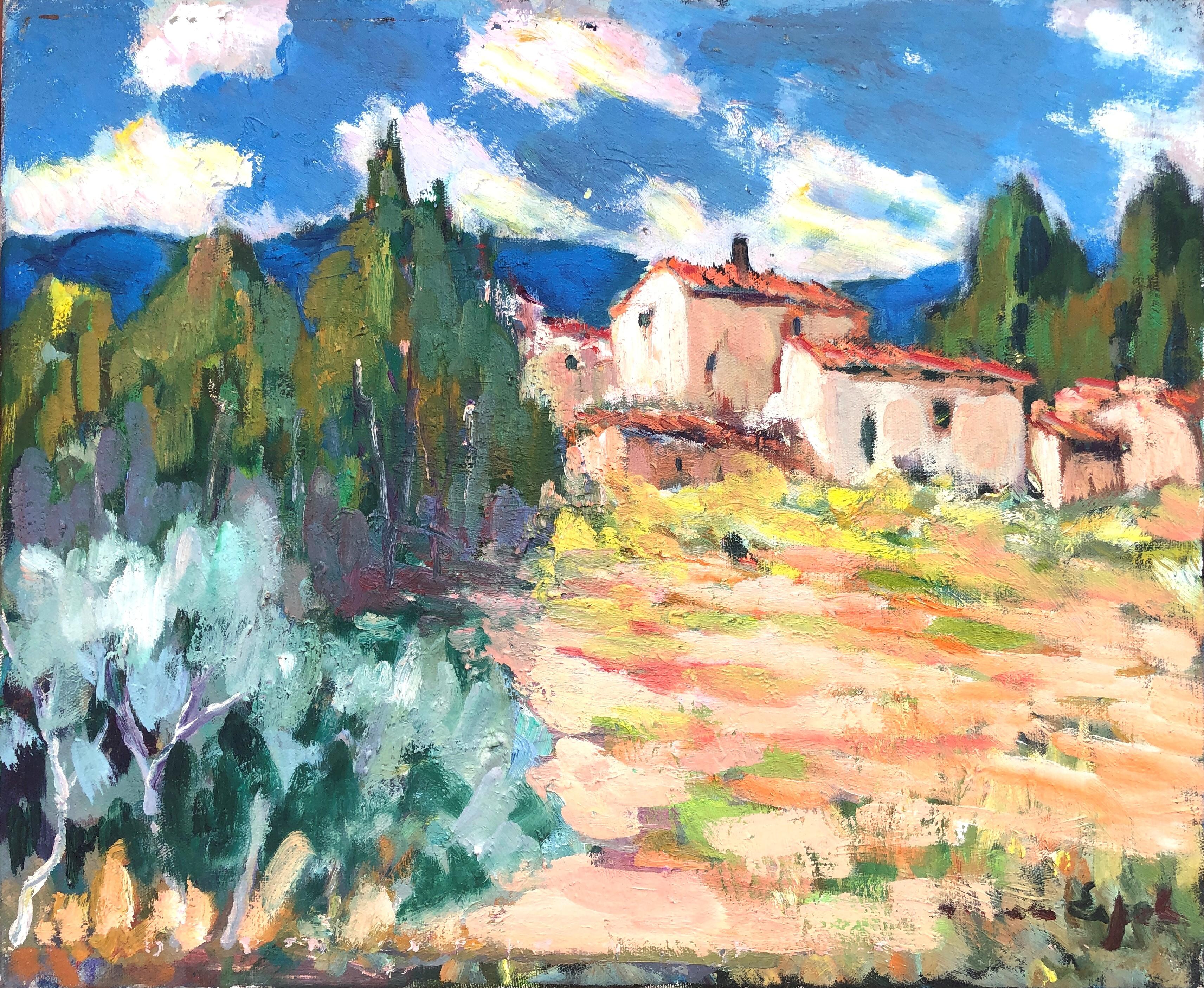 Carmen Espel Landscape Painting - Spanish landscape oil on canvas painting
