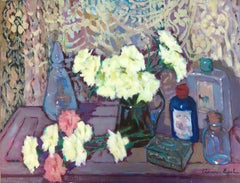 still life of carnations oil on canvas painting flowers