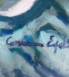 Still life of flowers and grapes oil on canvas painting