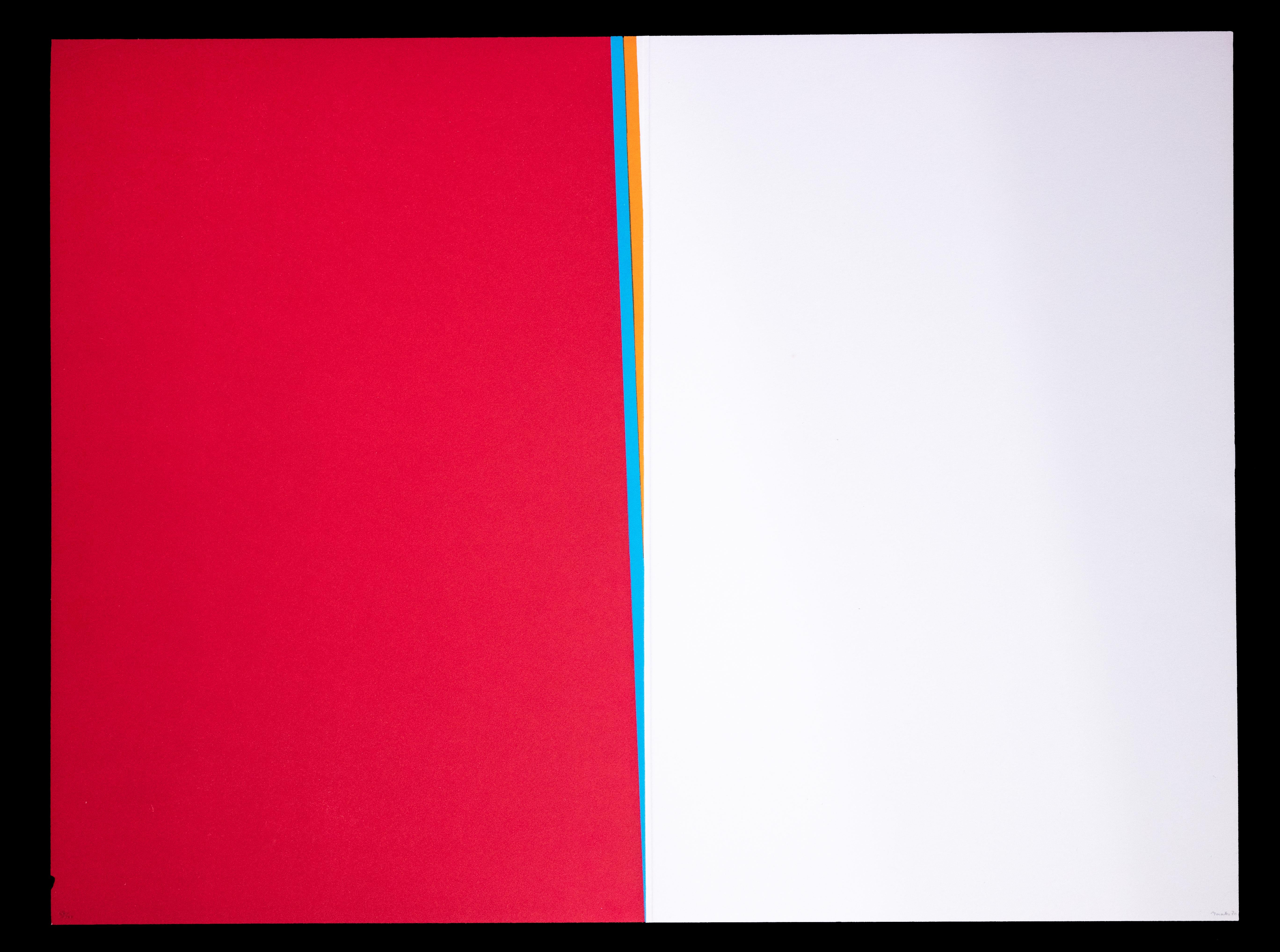Abstract Print di Carmen Gloria Morales - Bianco e rosso - Litografia originale di Carmen Morales - 1970 ca.