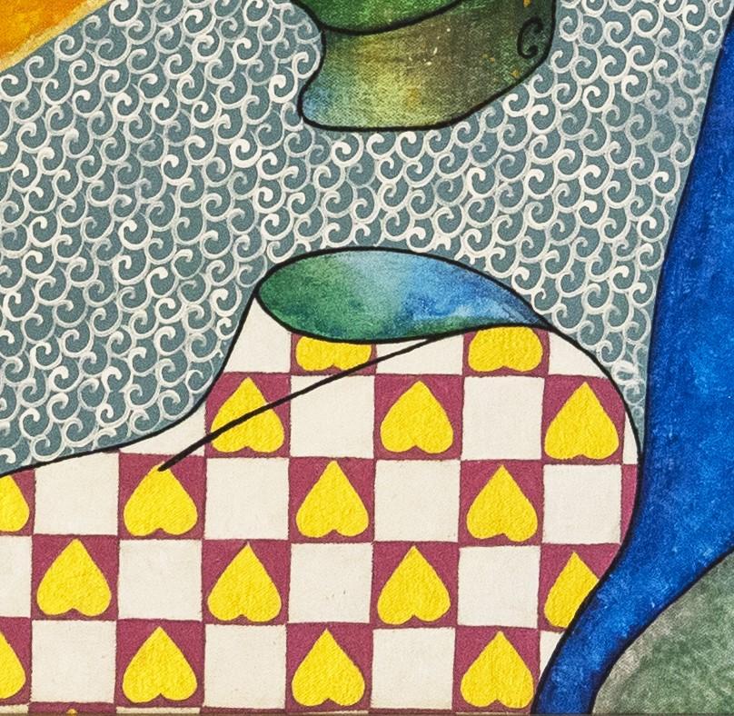 This unique painting begins with her new series in which we can see her surrealist airs shared with her colleague and ex-husband Pedro Friedeberg, like all the works of art by the fascinating artist Carmen Gutiérrez; made of acrylics, oils, gold and