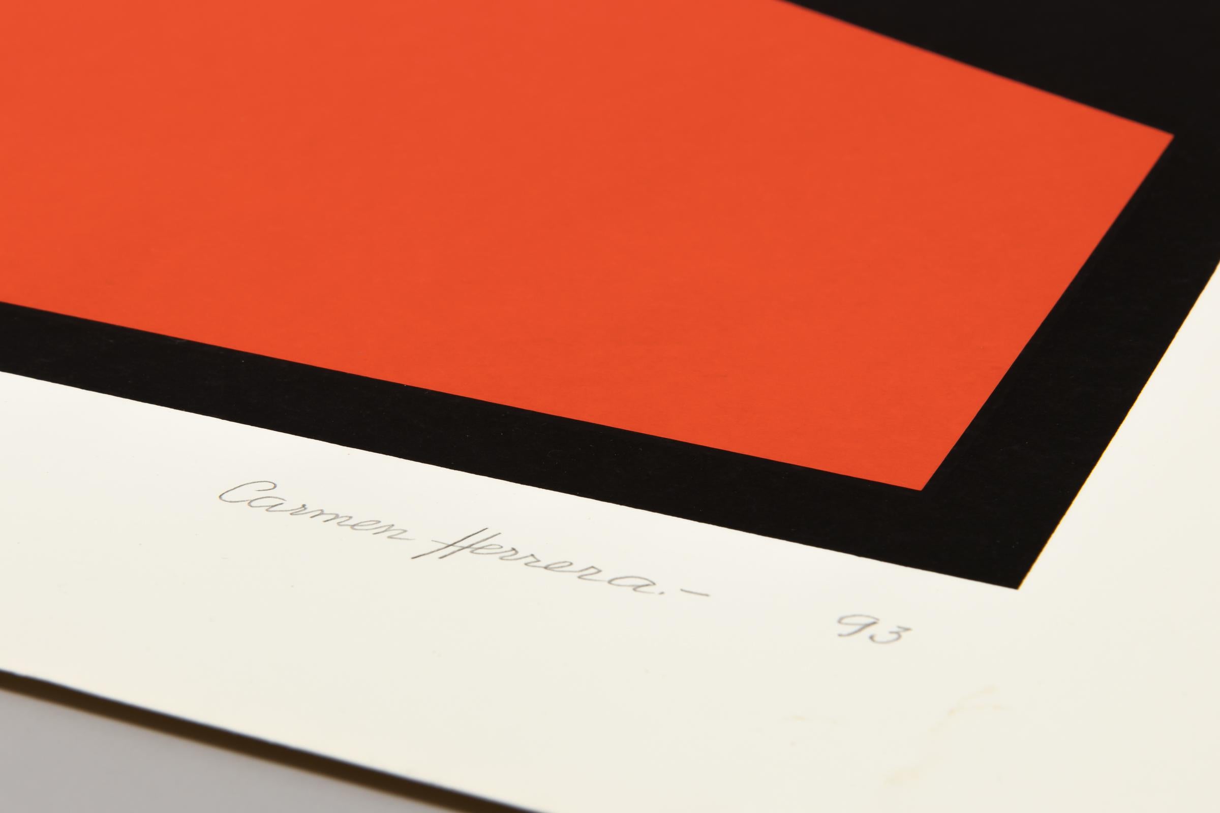 Carmen Herrera, Rojo y Negro - Abstract Art, Minimalism, Hard-Edge, Signed Print For Sale 3
