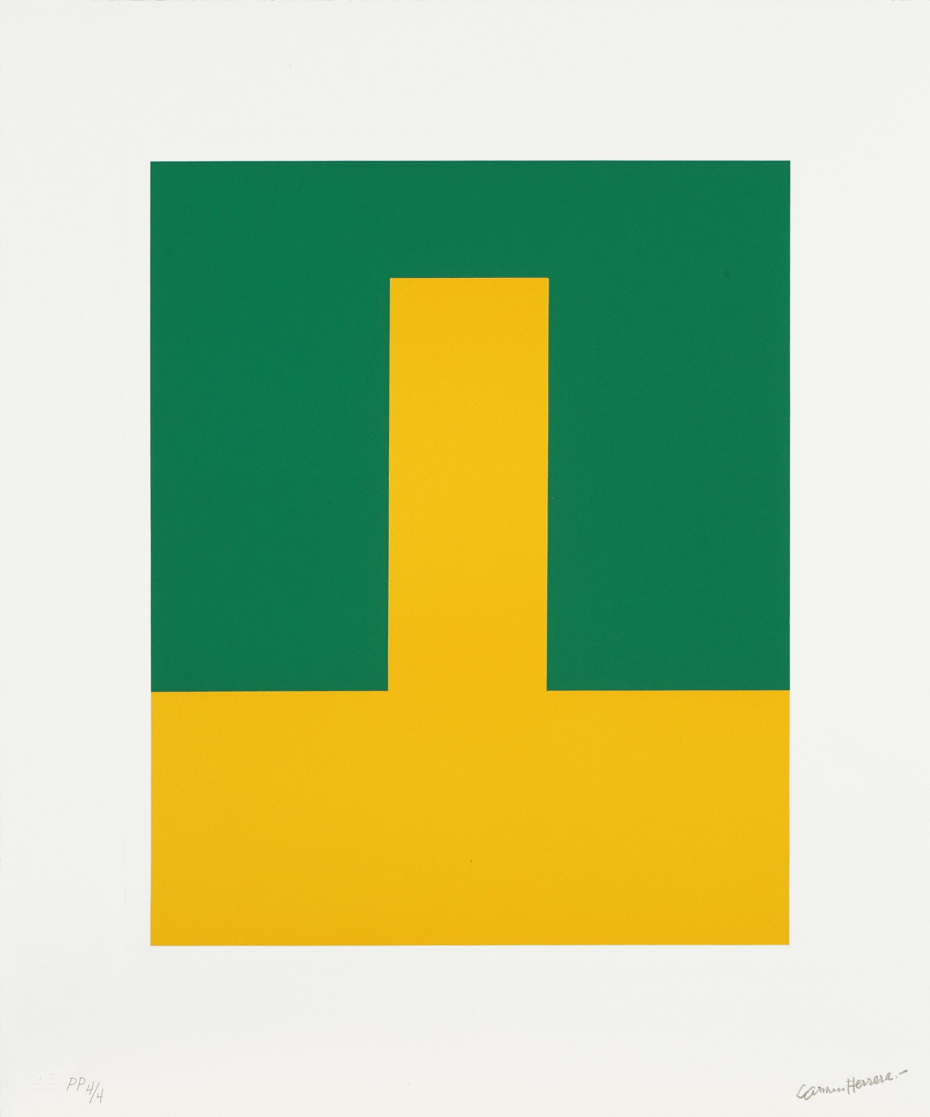 Verde y Amarillo (Green and Yellow). Folder of 3 lithographs. Edition 4 of 4 - Print by Carmen Herrera