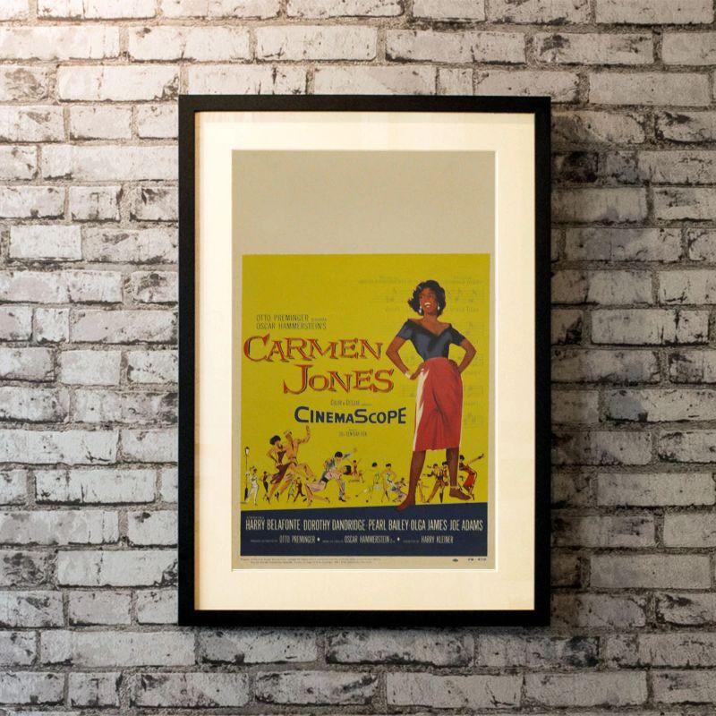 Carmen Jones, Unframed Poster, 1954

Original window card (14 x 20 inches). Contemporary version of the Bizet opera, with new lyrics and an African-American cast.

Year: 1954
Nationality: United States
Condition: Unfolded
Type: Original