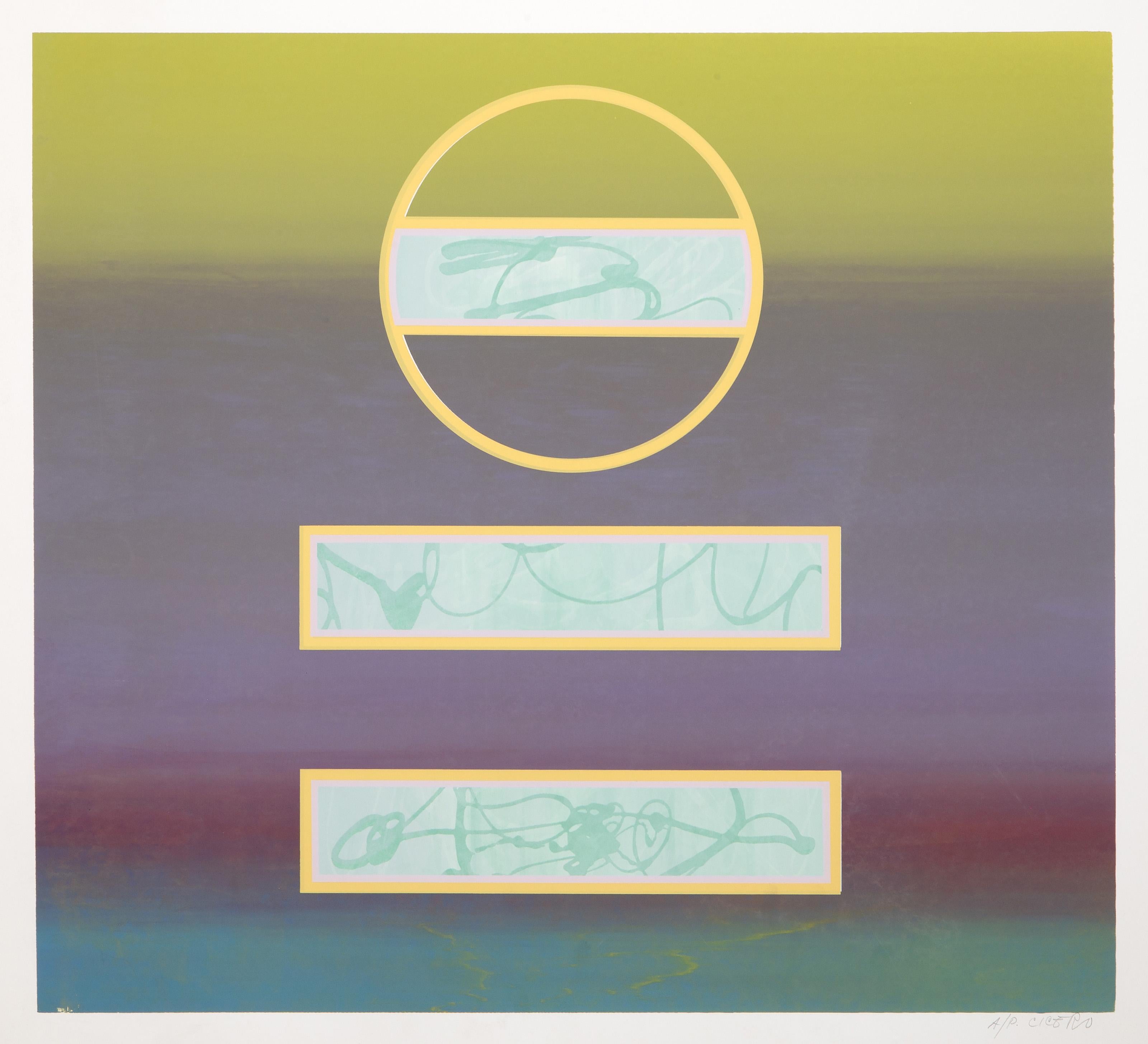 Abstrakter geometrischer Siebdruck ohne Titel 9 von Carmen Louis Cicero, Carmen Louis Cicero