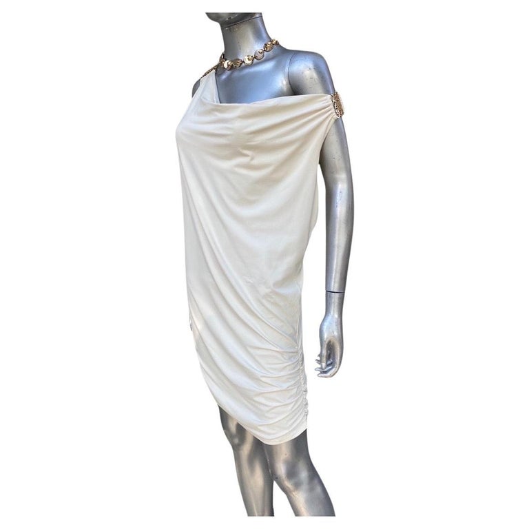 Carmen Marc Valvo Women's Medium Chemise Swim Cover-up With Gold Trim Carmen Marc Valvo Women's Medium Chemise Swim Cover-up With Gold Trim