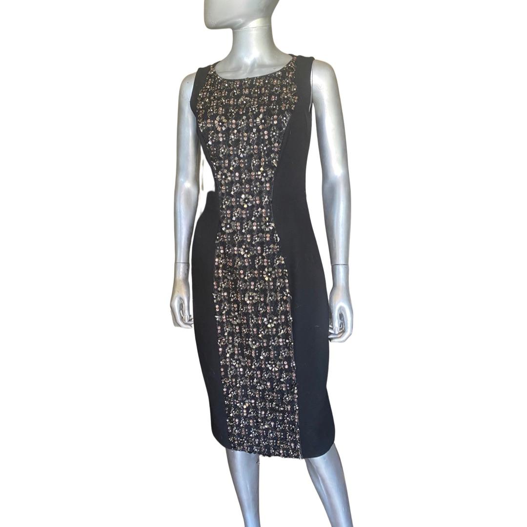Carmen Marc Valvo Couture Black Sleeveless Chemise Beaded Work of Art Size 4 For Sale 5