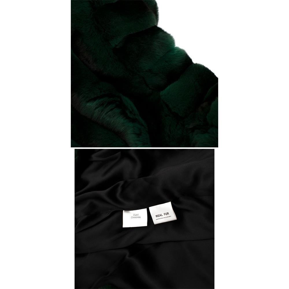 Carmen Marc Valvo Couture Emerald Green Chinchilla Fur Jacket 3