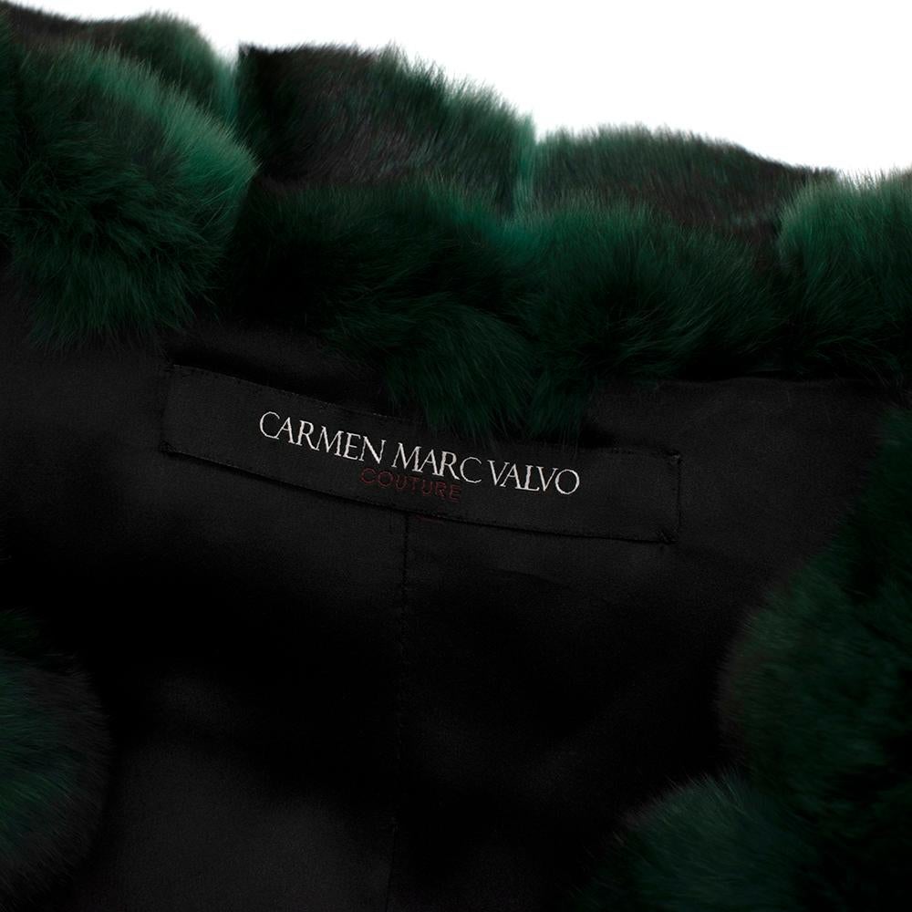 Carmen Marc Valvo Couture Emerald Green Chinchilla Fur Jacket In New Condition In London, GB