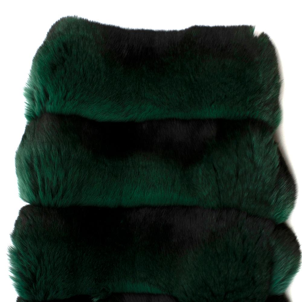 Carmen Marc Valvo Couture Emerald Green Chinchilla Fur Jacket 1
