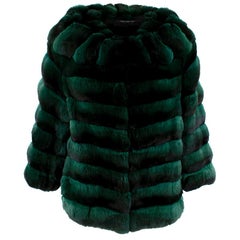 Carmen Marc Valvo Couture Smaragdgrüne Chinchillafell-Jacke