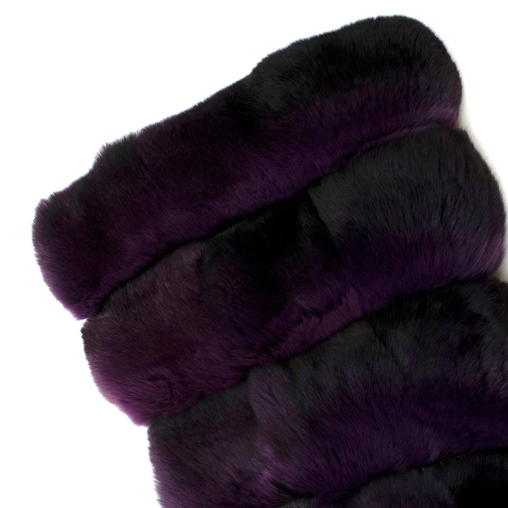 Black Carmen Marc Valvo Couture Purple Chinchilla Fur Jacket  - Size Estimated S