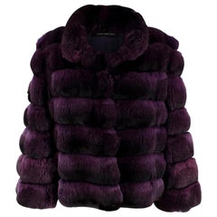 Carmen Marc Valvo Couture Purple Chinchilla Fur Jacket  - Size Estimated S