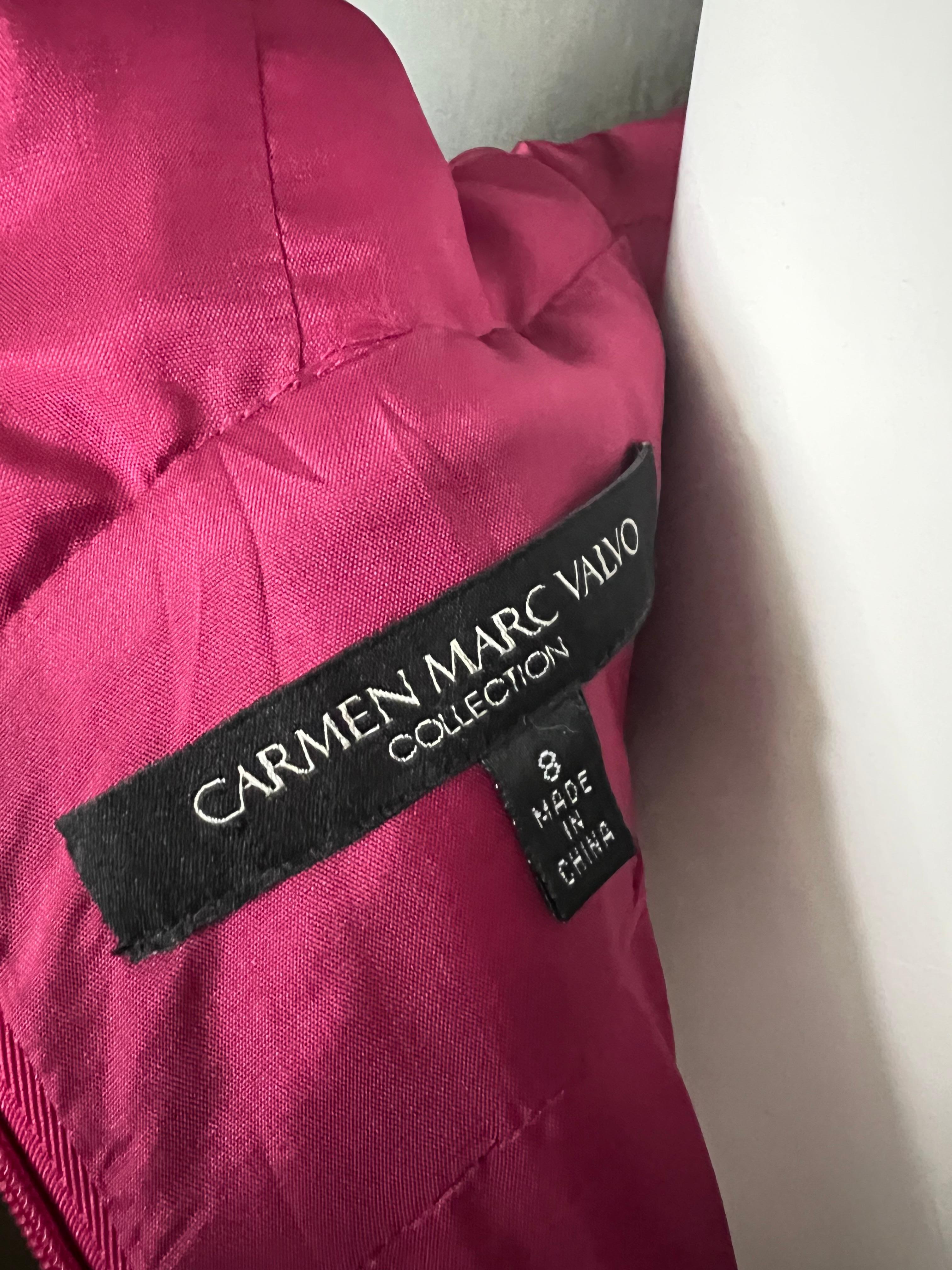 Carmen Marc Valvo Pink Silk Mini Dress, Size 8 For Sale 2