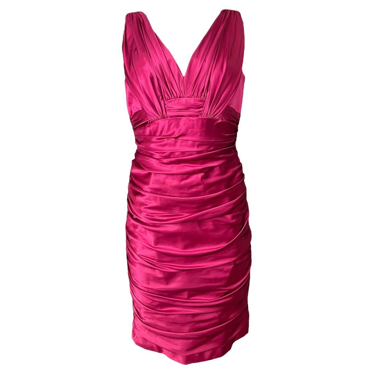 Carmen Marc Valvo Pink Silk Mini Dress, Size 8 For Sale