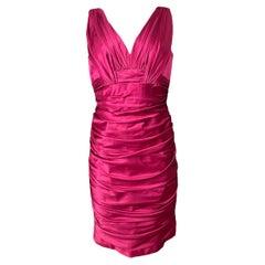 Carmen Marc Valvo Pink Silk Mini Dress, Size 8