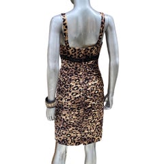 Carmen Marc Valvo - Vestito da cocktail senza maniche con increspature e perline in seta leopardata Taglia 4