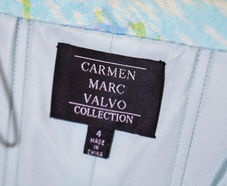 Carmen Marc Valvo Strapless Floral Print Evening Dress For Sale at ...