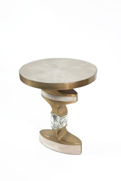 Carmen Side Table in Shagreen, Baguio Stone, Bronze-Patina Brass by R&Y Augousti