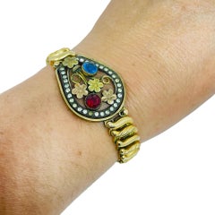 CARMEN signed antique gold filled glass sweetheart expansion 1920's bracelet