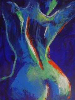 Midnight Lady A - Female Nude, Mixed Media on Canvas