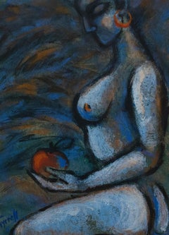 Carmen Tyrrell - Framed Contemporary Acrylic, Blue Nude