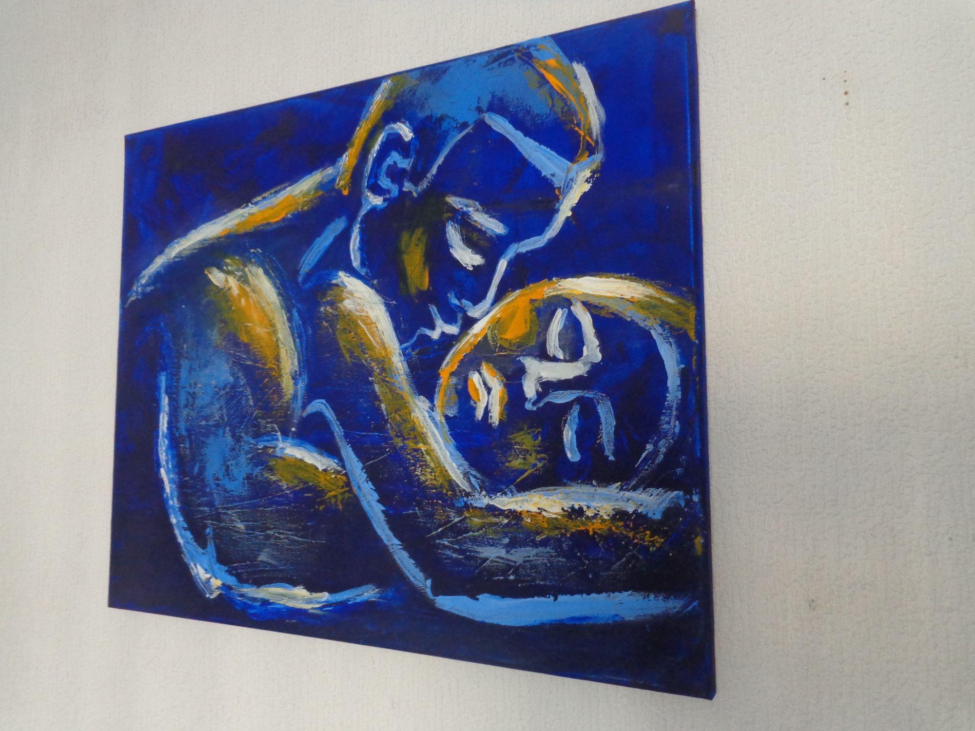 Lovers - Night Of Passion 6, Painting, Acrylic on Paper For Sale 3