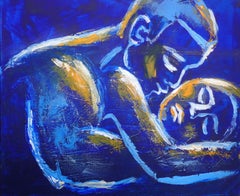Lovers - Night Of Passion 6, Gemälde, Acryl auf Papier