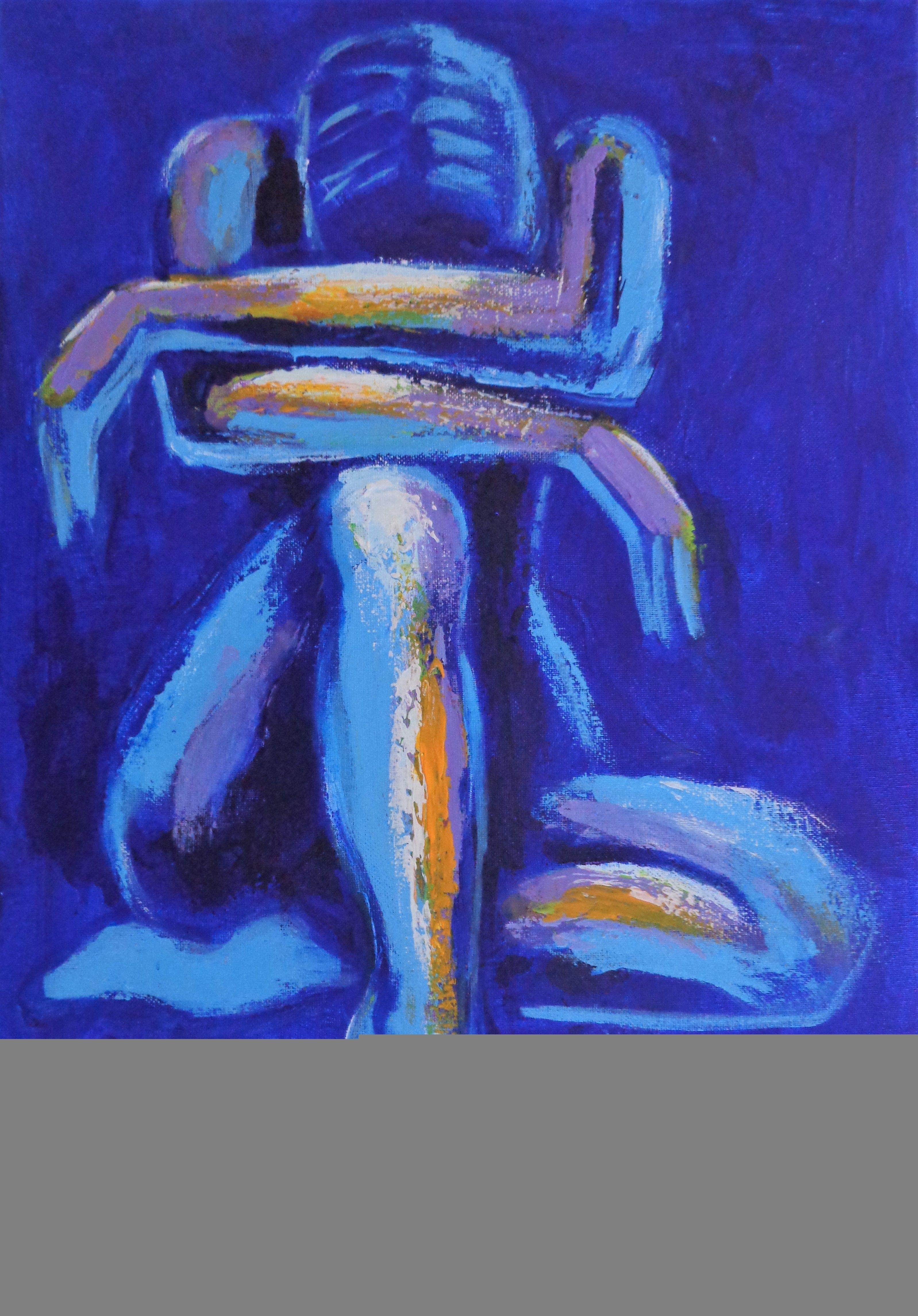 Nude Painting Carmen  Tyrrell - Peinture « Blue Mood 7 », acrylique sur toile