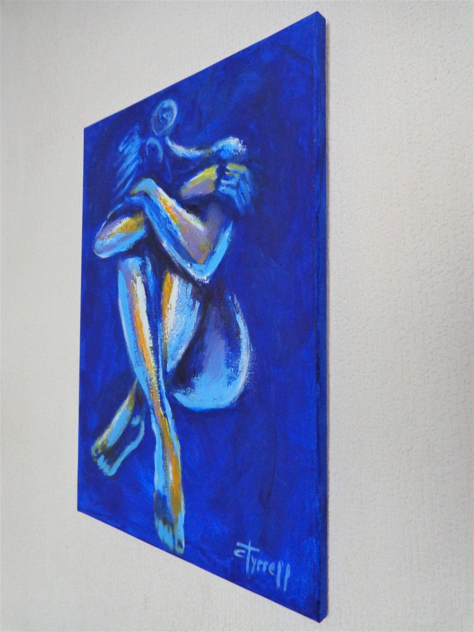 Peinture « Blue Mood 8 », acrylique sur toile - Painting de Carmen  Tyrrell