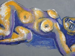 Erotic Female Nude 3, Painting, Acrylic on Paper