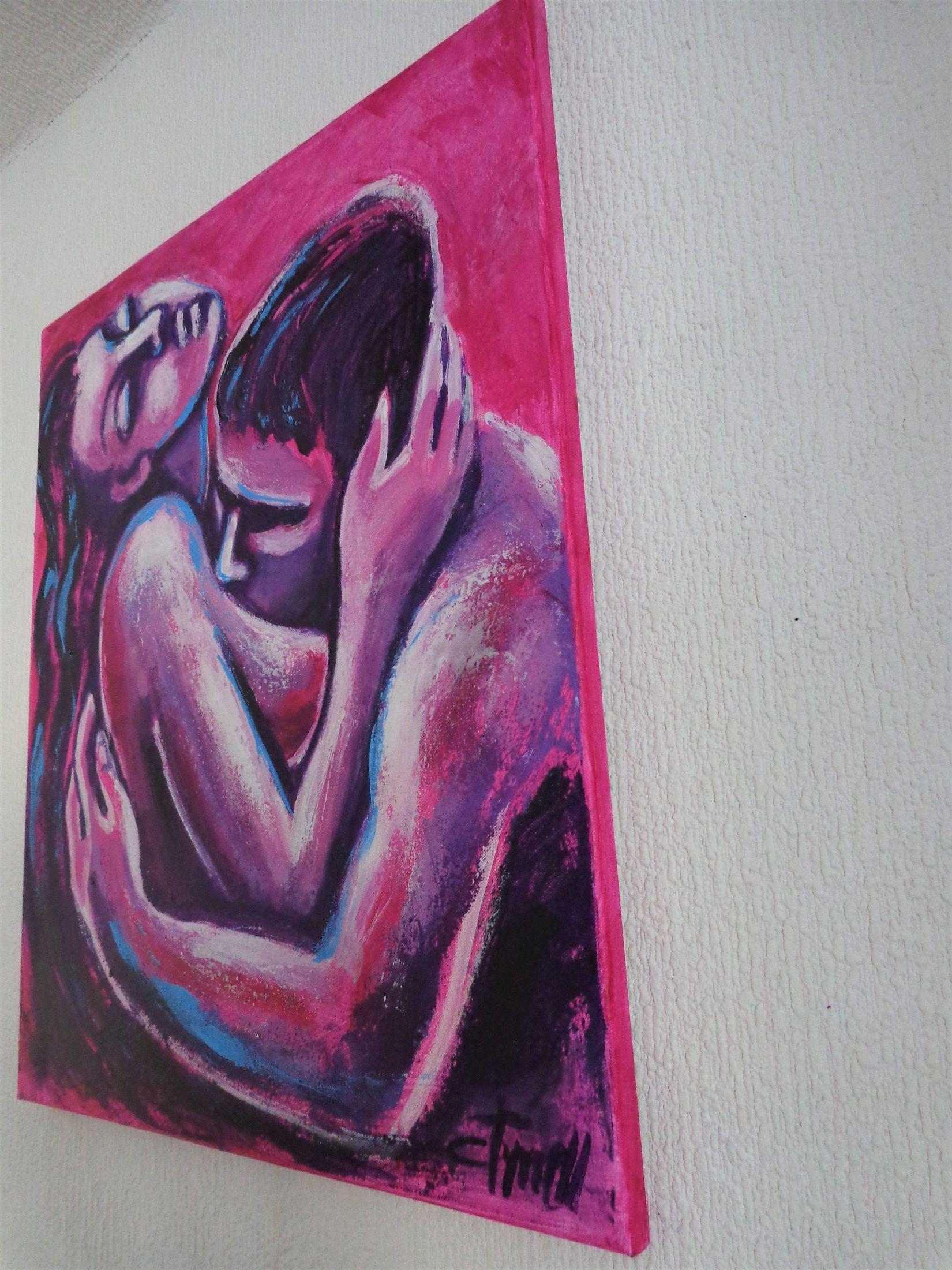 Lovers At Sunset 1, Painting, Acrylic on Canvas For Sale 1