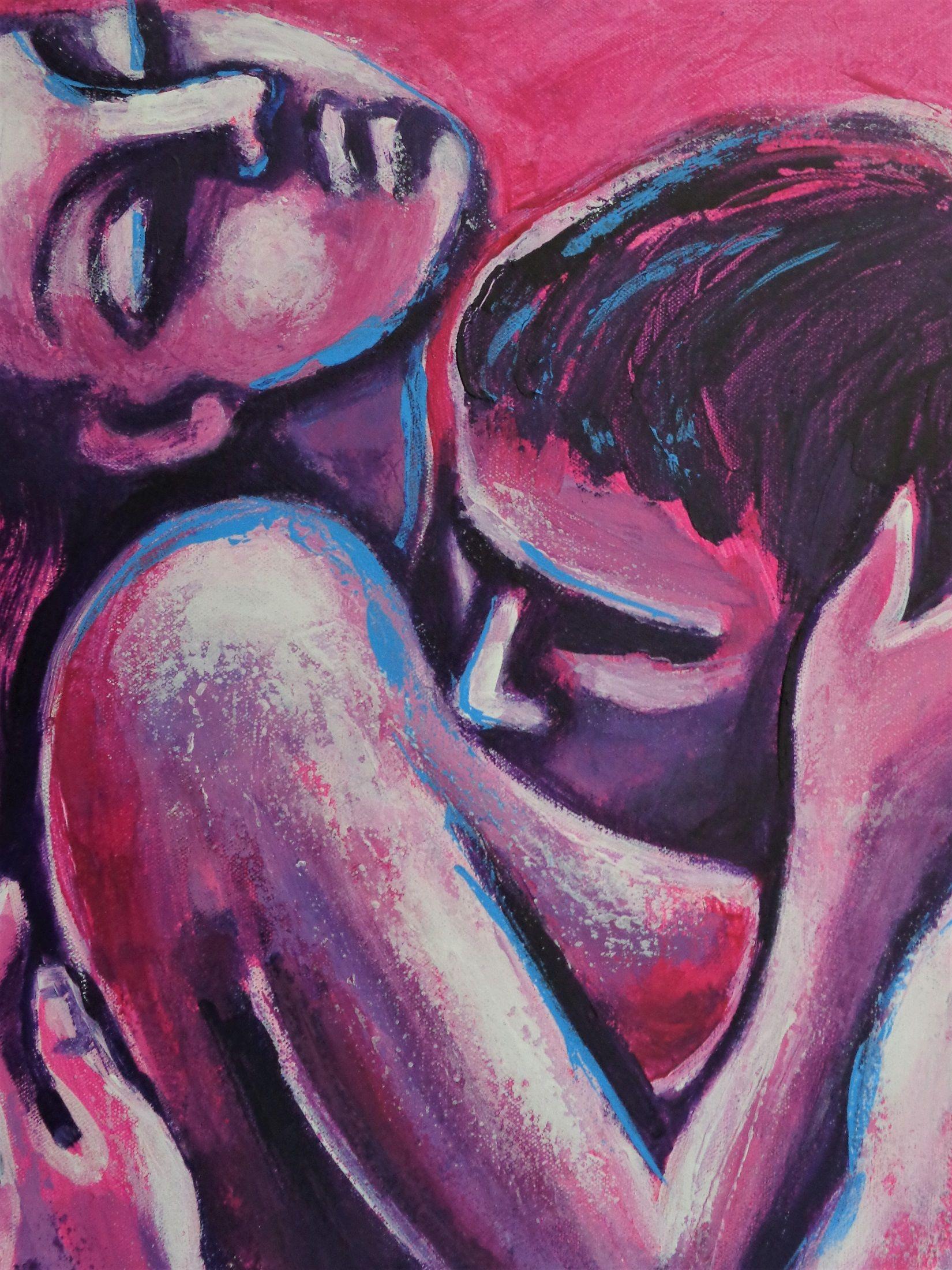 Lovers At Sunset 1, Painting, Acrylic on Canvas For Sale 3