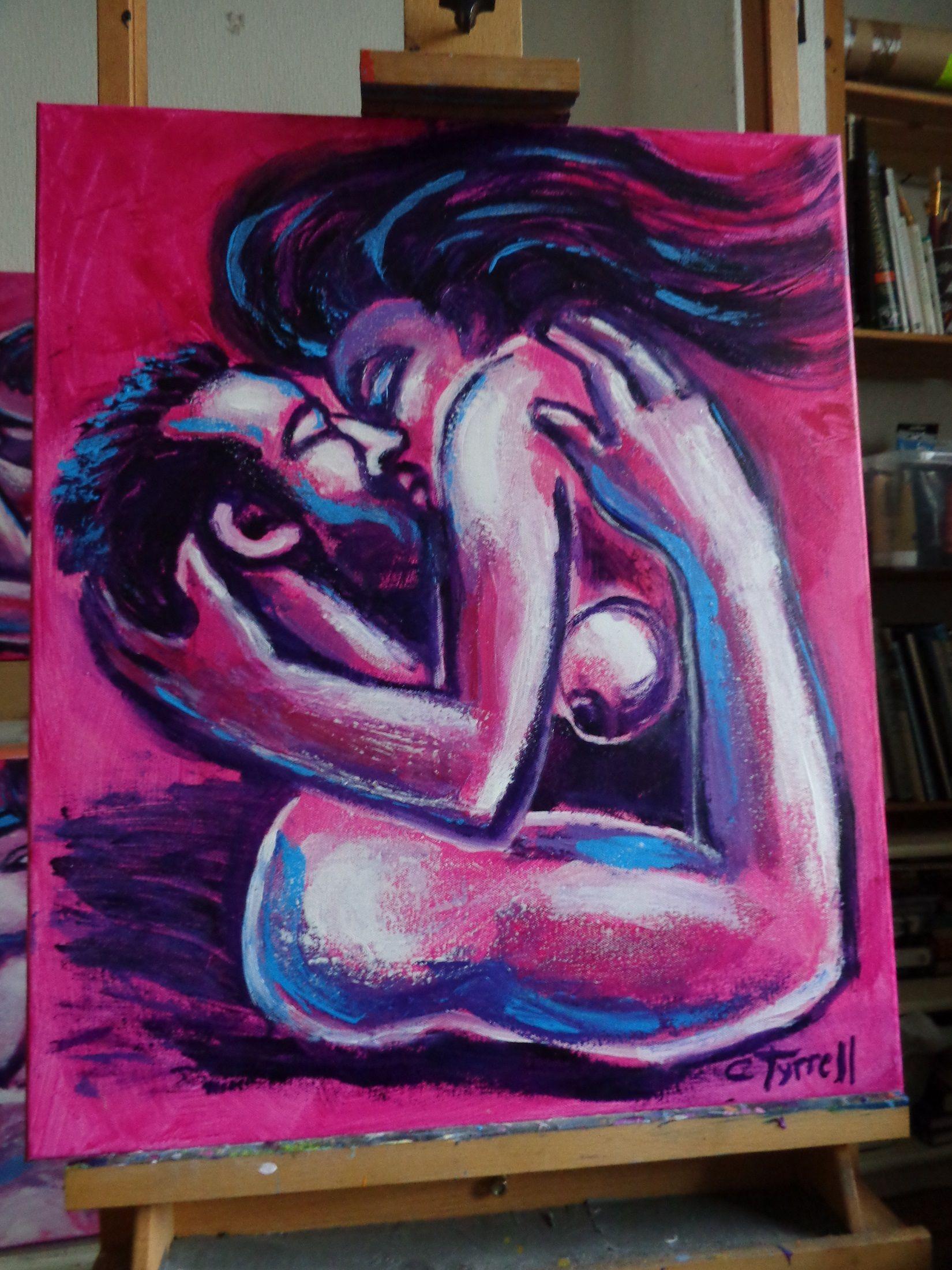 Lovers At Sunset 2, Painting, Acrylic on Canvas For Sale 3