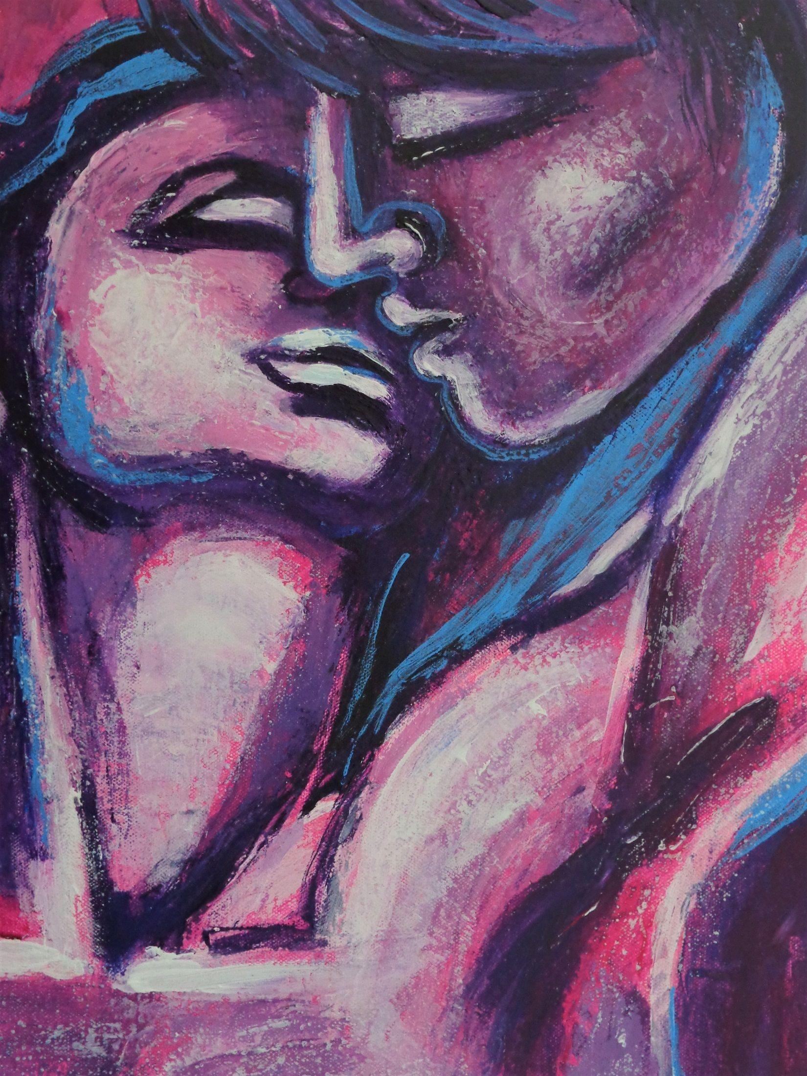 Lovers At Sunset 3, Painting, Acrylic on Canvas For Sale 1