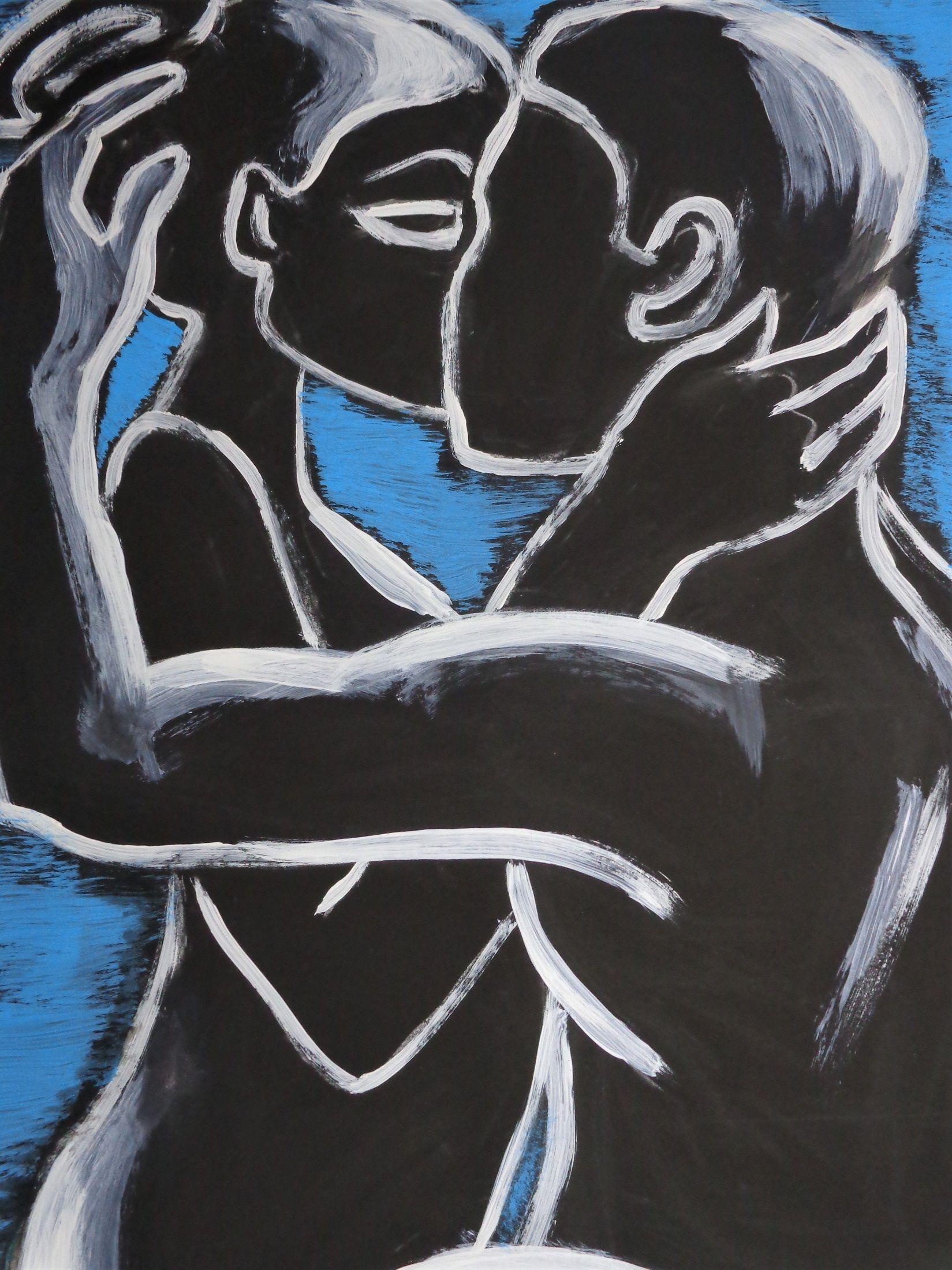 Lovers - Pure Love 1, Painting, Acrylic on Paper For Sale 2