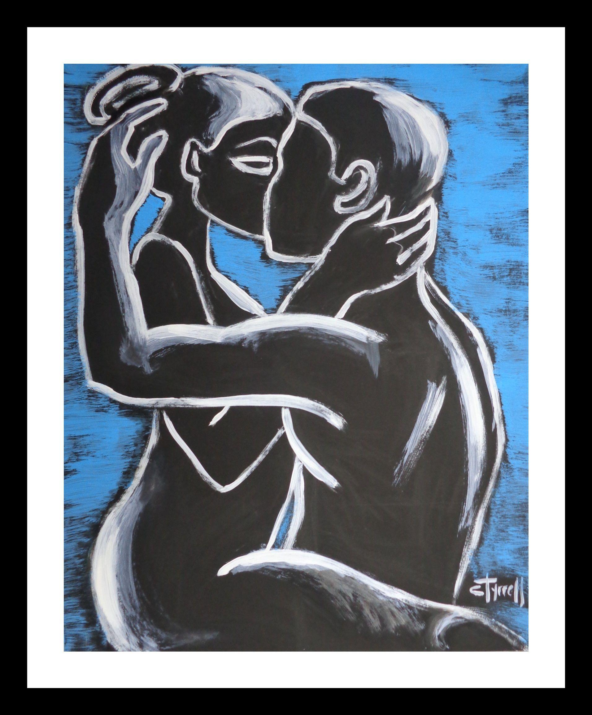 Lovers - Pure Love 1, Painting, Acrylic on Paper For Sale 3