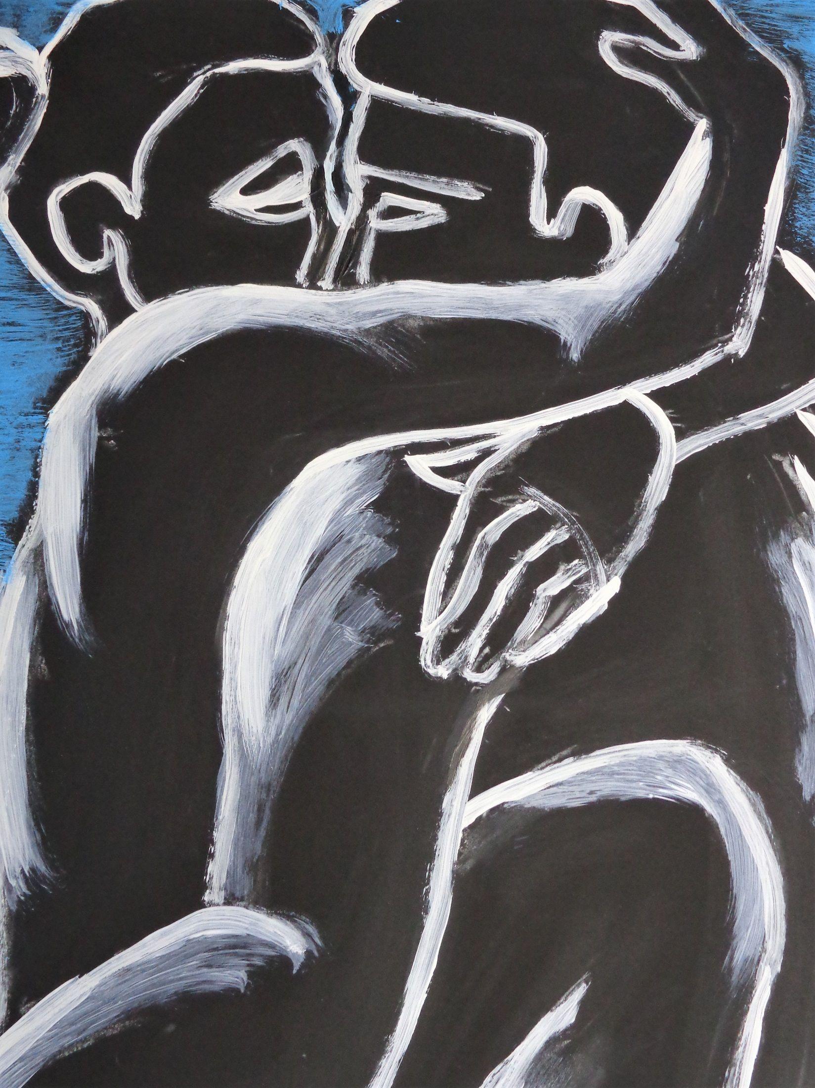 Lovers - Pure Love 2, Painting, Acrylic on Paper For Sale 2