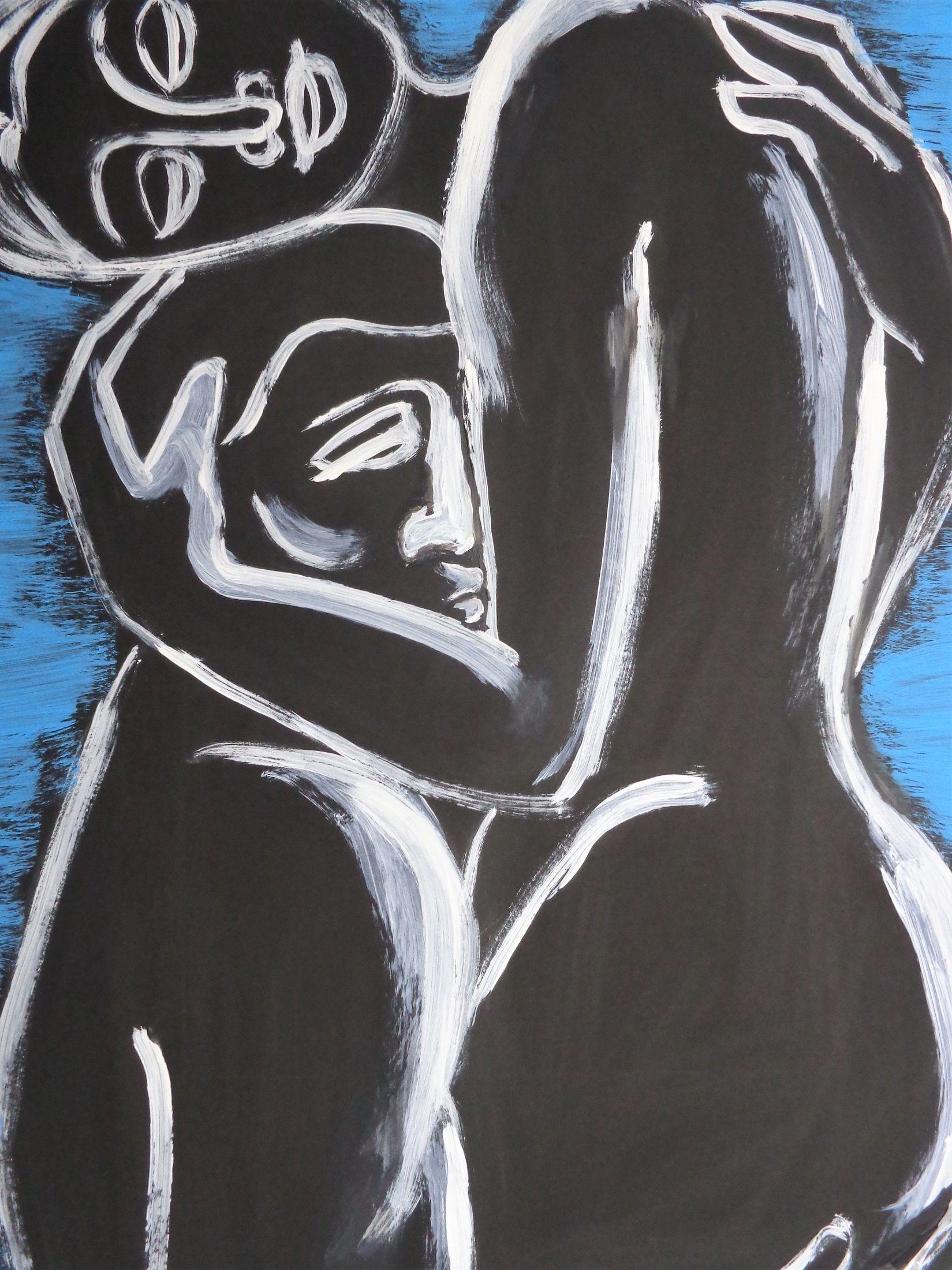 Lovers - Pure Love 4, Painting, Acrylic on Paper For Sale 1