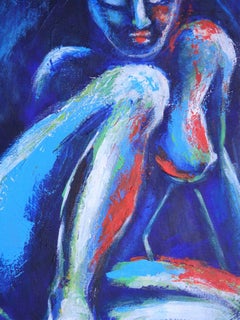 Midnight Lady D - Female Nude, Painting, Acrylic on Canvas