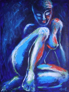 Midnight Lady D - Female Nude, Painting, Acrylic on Canvas