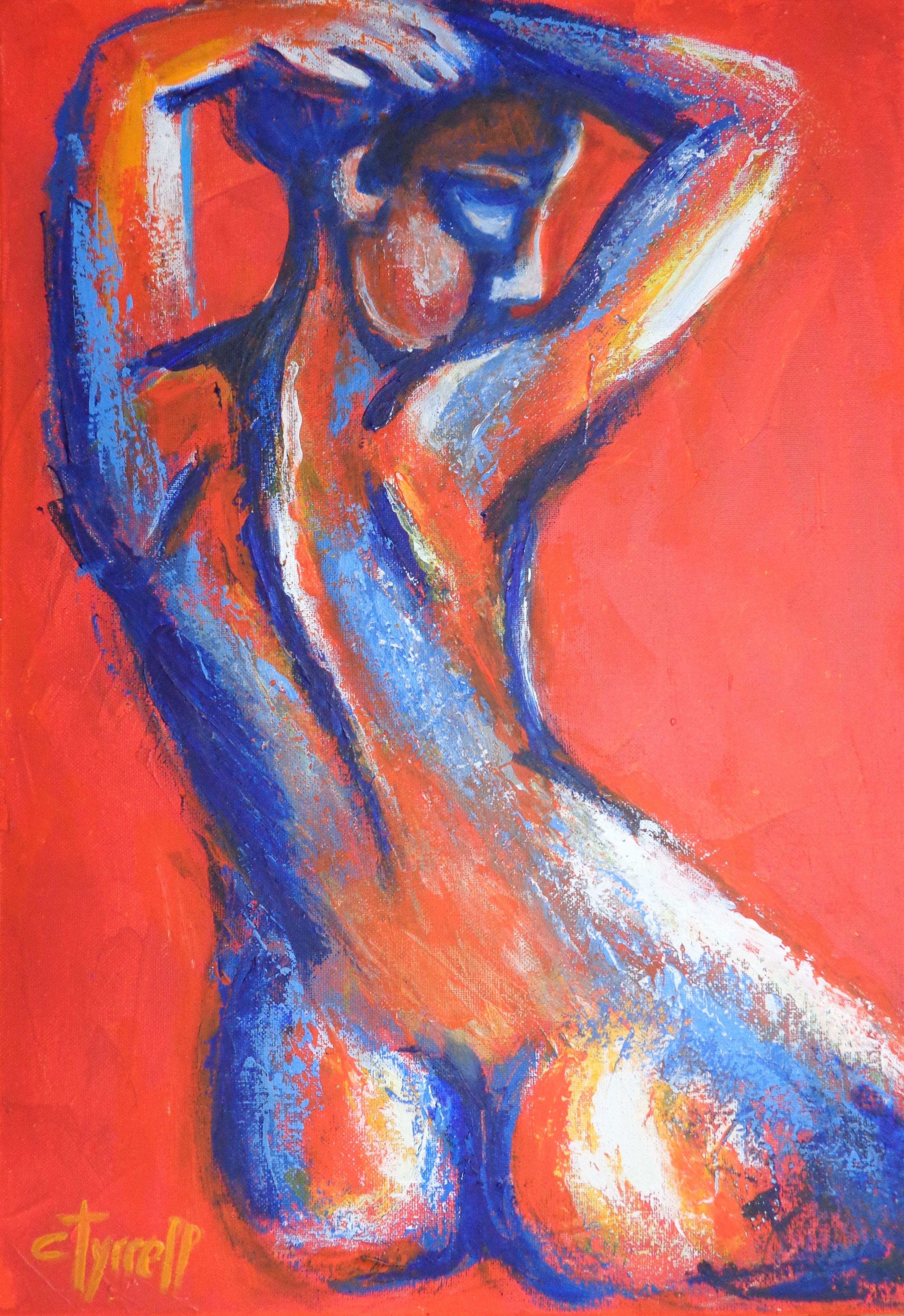 Carmen  Tyrrell Nude Painting - Orange Nude - Back, Painting, Acrylic on Canvas
