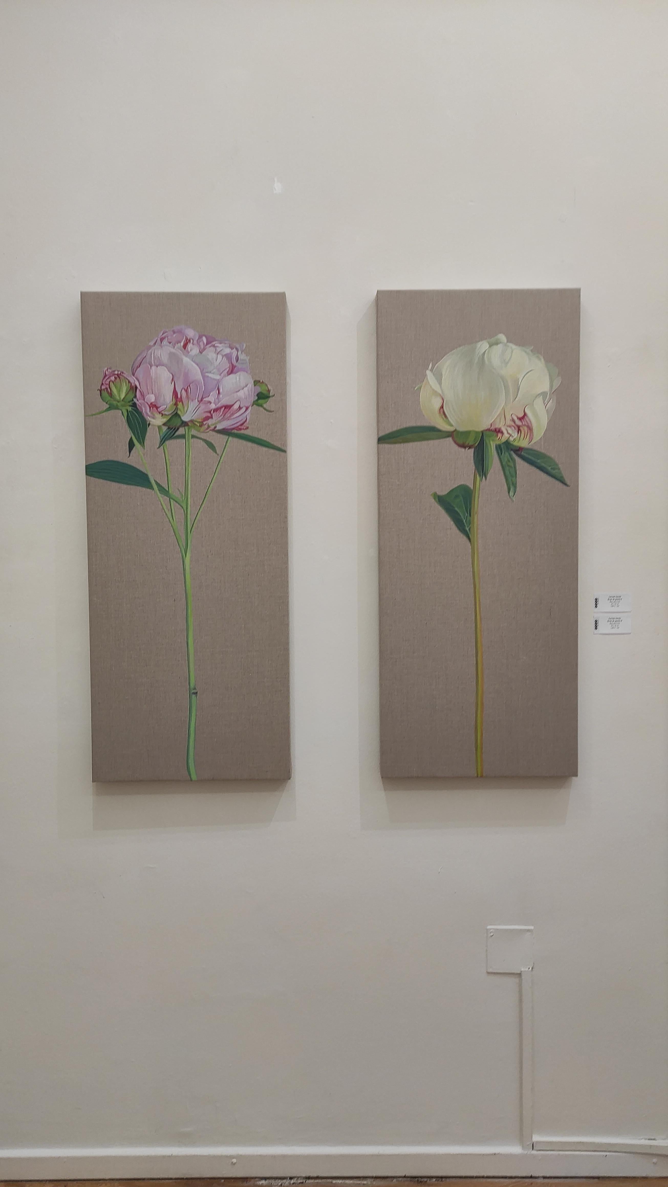 Realismo, figurativo, flores,  colores pastel, Hiperrealismo, lino, óleo
