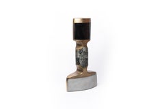 Carmen Vase Large in Shagreen, Stone, Black Pen Shell and Brass by R&Y Augousti