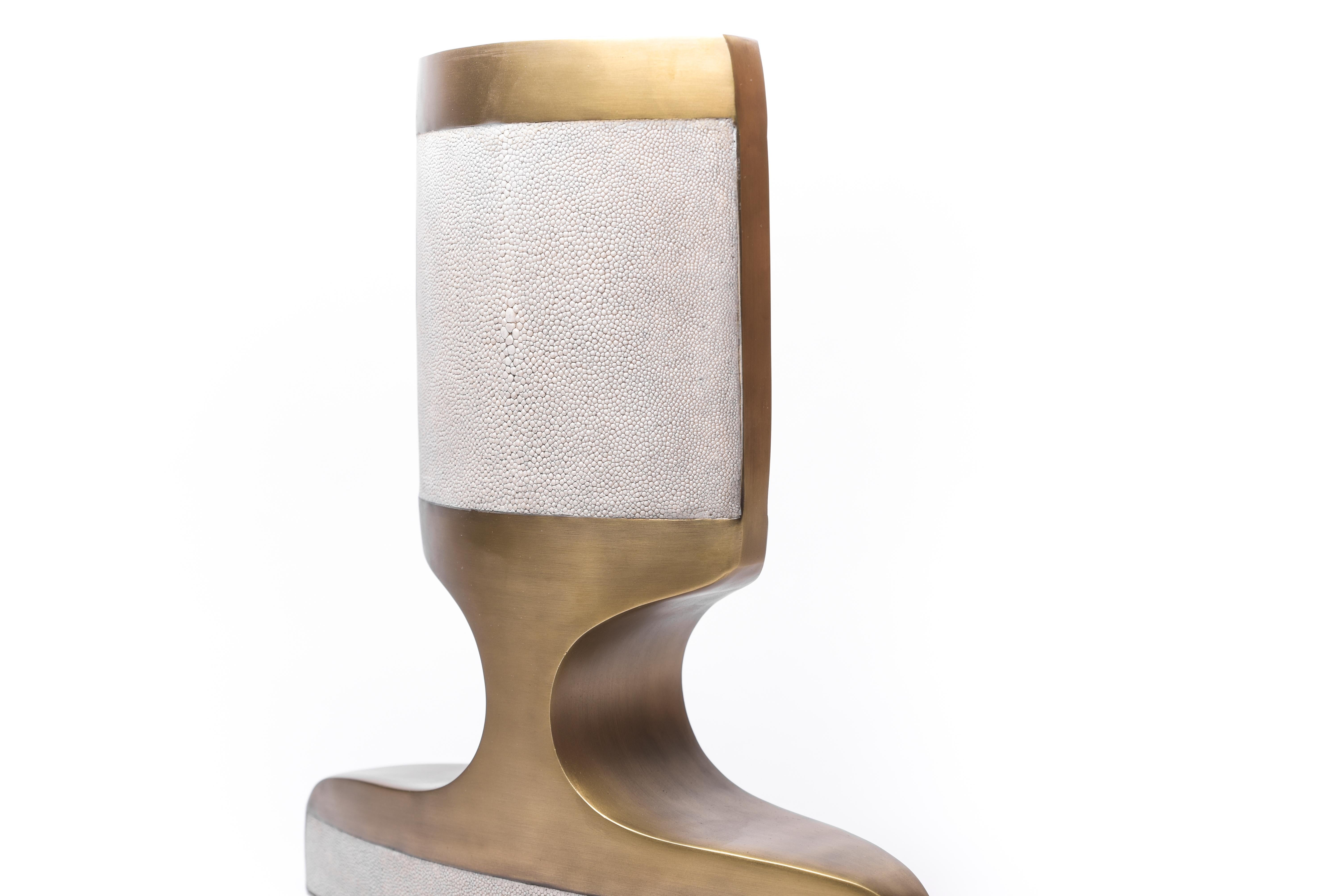 Contemporary Carmen Vase Large in Shagreen, Stone, Black Pen Shell and Brass by R&Y Augousti